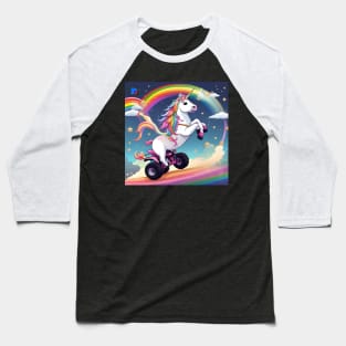 Unicorn riding 3 wheeler Baseball T-Shirt